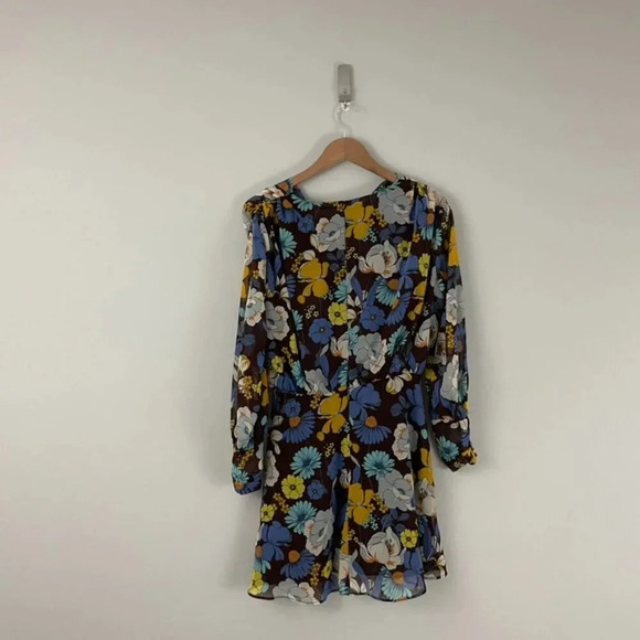 Zara Multicolor Floral Long Sleeve Retro Inspired Dress Size Medium - Picture 2 of 7